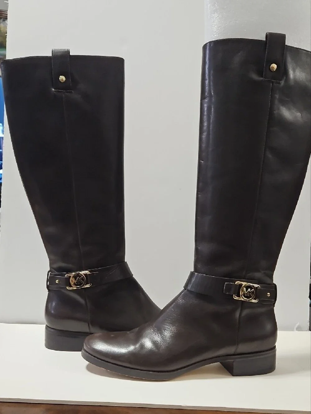 Michael Kors Charm Women's Leather Riding Boots in Dark 